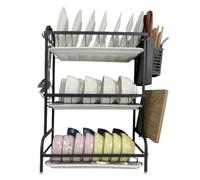 Magna Retail Sink Dish Drainer Rack 3-Tier Drying Rack Cutlery Drainer For Kitchen Counter Removable Drip Tray