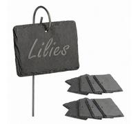 Magna Retail Slate Garden Hanging Labels & Chalk Pack Of 10 Reusable Plant Markers Herb & Vegetable Labels For Garden Plant Stakes