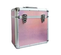 MAGNA RETAIL Vinyl LP Storage Box | 12" Record Case | Heavy Duty Lockable Aluminium Box | Vinyl Record Storage | Large Capacity Holds Upto 50 | DJ Metal Case (Pink)