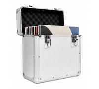 Magna Retail Vinyl Lp Storage Box 12" Record Case Lockable Aluminium Box Vinyl Record Storage Holds Upto 50 Single Lps In Silver