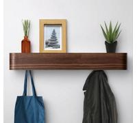 Magna Retail Walnut Coat Rack Wall Mounted With Shelf And 8 Hidden Hooks Modern Coat Stands For Hallway Solid Wood Veneer Panel