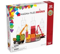 Magna-Tiles Builder 32-Piece Magnetic Construction Set - Magnetic Road & Crane Tiles for Creative STEM Building, Educational Open-Ended Play Toy for Kids Ages 3+