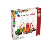 Magna-Tiles Builder 32 Piece Set, The Original Magnetic Building Tiles For Creative Open-Ended Play, Educational Toys For Children Ages 3 Years + (32 Pieces) (21632), Clear Colors
