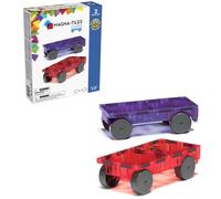 MAGNA-TILES Cars - Purple & Red 2-Piece Magnetic Construction Set, The Original Magnetic Building Brand