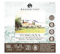 Magnani 1404 Toscana Rough 100% Cotton Watercolor Paper Pad, 20 Sheets, 6x6, 140 lb, Acid-Free, UV Resistant, Deckled Edges, Vegan Sized Water Color Paper for Artists, Made in Italy