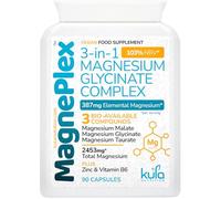 MagnePlex - Magnesium Glycinate 3 in 1 Complex - 2454mg Triple High Absorption and Bioavailability Magnesium Supplements - 387mg Elemental 103% NRV as Malate, Bisglycinate, Taurate - 90 Vegan Capsules