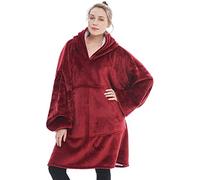 Magnesis Wearable Blanket Hoodie, Oversized Sherpa Blanket Sweatshirt with Hood Pocket and Sleeves, Super Soft Warm Comfy Plush Hooded Blanket for Adult Women Men, One Size Fits All (Red)