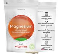 Magnesium 188mg | 90 Vegan Tablets | Supports Energy, Muscle Function & Nervous System Health | Reduces Tiredness & Fatigue | Strong Bone Support | High Absorption Formula | UK Made