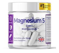 Magnesium 5® 1950 mg - L-Threonate, Bisglycinate, Malate, Taurate & Citrate - Nervous & Muscle Support - Optimal Absorption - Vitamins D, B6 & Zinc - 30-Day Supply for Energy & Vitality