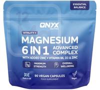 Magnesium 6-in-1 Complex 2320mg with B6, D3 & Zinc - 6 High-Absorption Forms: Glycinate, Citrate, Taurate & Malate - 90 Vegan Capsules - Magnesium Supplement for Women & Men - UK Made