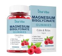 Magnesium Bisglycinate Gummies 400mg, Chelated Magnesium Bisglycinate for Adult - Vitamin C, D3 & B6, for Sleep, Calm & Relaxation, Muscle & Energy - Raspberry Flavor, 60 Vegan Gummies