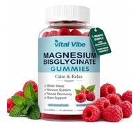 Magnesium Bisglycinate Gummies, with 400mg Magnesium Bisglycinate Chelate, Sea Salt, Raspberry Fruit Powder, Improve Sleep & Nervous, Relax Muscles, Strengthen Bones, Vegan, 60 Gummies