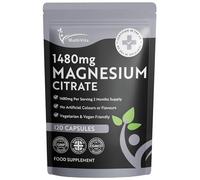 Magnesium Citrate 1,480mg 120 Vegan Capsules 2 Months Supply - Providing 440mg Elemental Magnesium Per Serving - Magnesium Capsules not Magnesium Tablets - High Strength Magnesium Supplement GMO Free