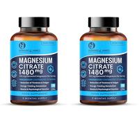 Magnesium Citrate 1480mg - 180 Vegan Capsules not Tablets - Providing 444mg Elemental Magnesium - 3 Month Supply - High Strength Supplements - Made in The UK by Howard & James (Pack of 2)