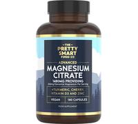 Magnesium Citrate 1480mg - 180 Vegan Magnesium Capsules not Magnesium Tablets - with Turmeric, Zinc, Vitamins D3 & B6 - High Absorption Premium Magnesium Supplements - 90 Day Supply - UK Made