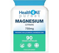 Magnesium Citrate 750mg 90 Capsules, High Strength 225mg Elemental Mg | Easily Absorbable, Highly Bioavailable, Purest: no Additives, Vegan Supplement | Made in UK by Health4All