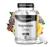 Magnesium Citrate Capsules 1480mg, 180 Per Bottle 3 Months Supply UK-Made, High Absorption Magnesium Supplements, Contributes to The Normal Function of Bones, Teeth, Energy - Naturesupplies…
