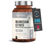 Magnesium Citrate Capsules 1480mg | 444mg Elemental | 4 Months | Electrolytes & Hydration - Regular Daily Use | Magnesium Supplements for Women & Men | Not Powder or Tablets | VitaBright