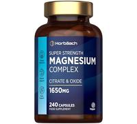 Magnesium Citrate & Oxide 1650mg | High Strength Providing 500mg Elemental Magnesium | 4 Months Supply | 240 Vegan Capsules (Not Tablets) | High Absorption | by Horbaach