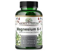 Magnesium Complex 750 mg | 210 mg Elemental Magnesium | 6 Active Forms | 180 Vegan Capsules | High Strength | Source of Nature Source of Nature®