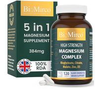 Magnesium Complex Supplement, Magnesium and Zinc, D3 Supplements, Glycinate/Bisglycinate, Malate, Citrate 5 in 1, Muscle & Bone, Energy Support & Sleep Aid, High Strength 100% RDA, UK Made Supplement