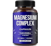 Magnesium Glycinate 1800mg | Chelated 6 in 1 Complex Total Strength 2500 mg | 500 mg Elemental Magnesium | Citrate, Malate, Taurate, Orotate, Lactate | 120 Capsules with Added Zinc, Vitamin D3, B6