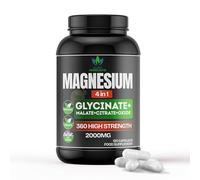 Magnesium Glycinate 2000mg, 4-in-1 Complex, High Strength Magnesium with 400mg Elemental, Contains Bisglycinate, Citrate, Malate, Oxide Plus Vitamin B6, 120 Vegan Capsules, Magnesium Supplement.