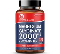 Magnesium Glycinate 2000mg (400mg Elemental) with Vitamin B6, Chelated High Absorption Bisglycinate - 120 Vegan Capsules (2-Month Supply) - UK Made - Howard & James