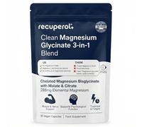 Magnesium Glycinate 3-in-1 by Recuperol - 2100mg as Bisglycinate, Citrate & Malate - No Oxide, No Buffers - 90 Easy-Swallow Capsules - 288mg Elemental Magnesium - UK Made