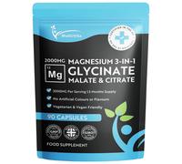 Magnesium Glycinate 3-in-1 Complex 2000mg - Triple Magnesium Blend with Bisglycinate, Malate & Citrate - 425mg Elemental - 90 Vegan