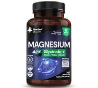Magnesium Glycinate 4-in-1 Complex 1836mg - 381mg Elemental Per Serving - High-Strength Magnesium with Bisglycinate, Citrate, Malate, Oxide - 360 Vegan Capsules - UK Manufactured by New Leaf