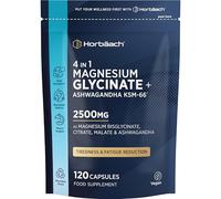 Magnesium Glycinate 4-in-1 with Ashwagandha KSM-66-2500mg Supplements as Bisglycinate, Citrate & Malate | 120 Vegan Capsules, Triple High Absorption 380mg Elemental | by Horbaach