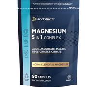 Magnesium Glycinate 5-in-1 Complex | Bisglycinate, Citrate, Malate, Oxide & Ascorbate | 90 Vegan Capsules | 400mg Elemental | 100% Recyclable Packaging | by Horbaach