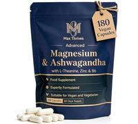 Magnesium Glycinate 5 in 1 Complex - Magnesium Supplement with Ashwagandha, L-Theanine, Zinc & Vitamin B6 - 180 Vegan Capsules - High Strength Magnesium Complex - Muscle Function & Nervous System