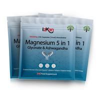 Magnesium Glycinate 5 in 1 Supplement -1800mg as Bisglycinate Citrate & Malate | 384 mg Elemental Magnesium | Ashwagandha & B6 Quality Sleep Muscle Health & Immune Support 90 Vegan Capsules (3)