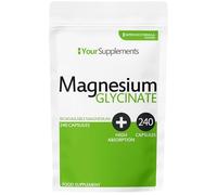 Magnesium Glycinate by Your Supplements | UK Made | True Unblended Bisglycinate | 240 High Absorption Capsules | Suitable for Vegetarians & Vegans