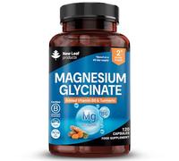 Magnesium Glycinate Capsule 300mg with Turmeric & Vitamin B6, 2 Months Supply | 120 Vegan High Strength Caps Magnesium Supplements | Contributes to Normal Bones & Energy, Made in UK by New Leaf