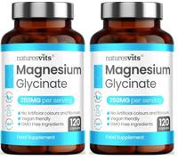 Magnesium Glycinate Capsules, 250 mg - Bisglycinate Natural Night Time Supplement to Promote Sleep and Calm, Reduce Restless Legs and Relieve Muscle Cramps - Suitable for Women and Men (Pack of 2)
