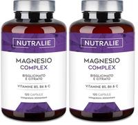 Magnesium Glycinate Complex - 2145mg Bisglycinate + Citrate - Magnesium Supplements - Vitamins B5 + B6 + C - 120 Capsules Vegan Nutralie (Pack of 2)