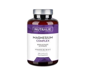 Magnesium Glycinate Complex - 2145mg Bisglycinate + Citrate - Magnesium Supplements - Vitamins B5 + B6 + C - 120 Capsules Vegan Nutralie