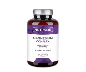 Magnesium Glycinate Complex - 2145mg Bisglycinate + Citrate - Magnesium Supplements - Vitamins B5 + B6 + C - 120 Capsules Vegan Nutralie