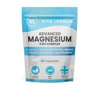 Magnesium Glycinate Complex 6 in 1 with Citrate, Malate, Taurate, Phosphate & Zinc Picolinate | Magnesium Supplements for Women & Men | 60 Capsules 1475mg (Not Tablets, Gummies or Powder)