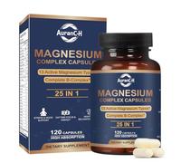 Magnesium Glycinate Complex, Malate, Citrate, Magnesium glycinate 25-in-1 Supplement with Glycinate Citrate Malate Oxide Taurate Aspartate Orotate Magnesium Relaxation,Muscle,Heart Support, 120 C
