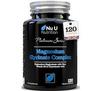 Magnesium Glycinate Complex with Vitamin B6, Zinc & Pantothenic Acid - 120 Vegan Capsules - 250mg Elemental Magnesium per Serving - High Strength Magnesium Bisglycinate - Nu U Nutrition