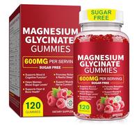 Magnesium Glycinate Gummies 120 Count - 600 MG Per Serving, Promotes Relaxation & Restful Sleep, Focus, Supports Heart & Bone Health, Raspberry Flavor, Non-GMO