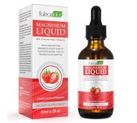 Magnesium Glycinate Liquid Drops Liquid Magnesium Complex with Magnesium Glycinate,Magnesium Taurate,Cellulose Fiber,Bromelain,Vitamin B6,C,D and Zinc, Strawberry Flavor, 2 Fl Oz