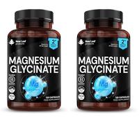 Magnesium Glycinate Supplements - 1040mg of Magnesium - 120 High Strength Capsules Providing 208mg Elemental Per Serving - Pure Active Ingredient - UK Manufactured By New Leaf Products (Pack of 2)