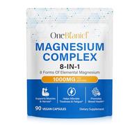 Magnesium Glycinate Supplements 8-in-1 Magnesium Complex Capsules - 1000mg per Serving with Glycinate, Citrate & Malate Supports Muscles, Nerves & Energy - 90 Vegan Capsules
