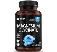 Magnesium Glycinate Supplements - Pure Active Ingredient - 120 High Strength Vegan Capsules Providing 208mg Elemental Per Serving - UK Manufactured By New Leaf Products 1040mg of Magnesium