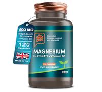 Magnesium Glycinate Supplements with Vitamin B6 | 120 Capsules, 2-in-1 Formula | High Absorption | 500mg Magnesium Glycinate + 7.35mg Pyridoxal 5 Phosphate | Vegan | Made in UK by The Good Guru